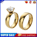 5 Pair Fashion Stainless Steel Rhinestone Lovers Couple Rings (Size 7)