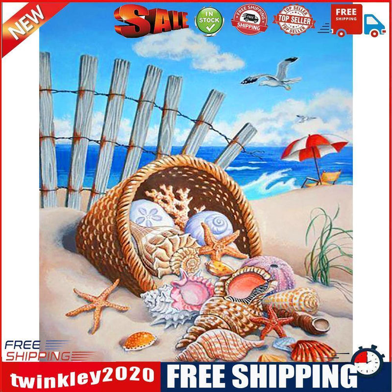 Beach Conch Drawing Frameless DIY Oil Paint by Numbers Canvas Home Decor
