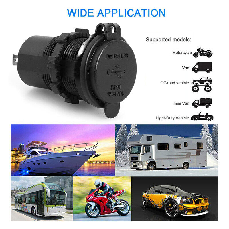 Waterproof Car Boat Dual USB Charger QC 3.0 + QC 4.0 Type C Power Outlet Newly