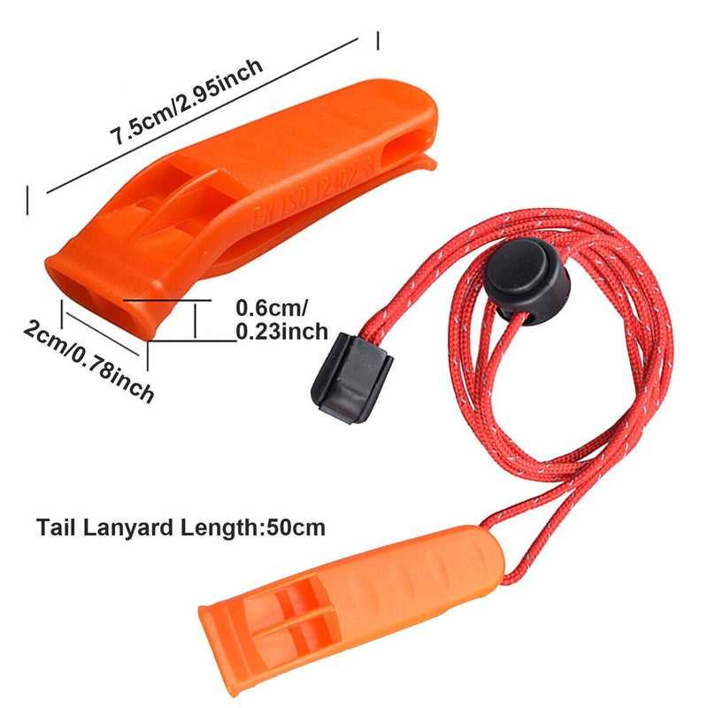 Whistles Rescue Emergency Marine Whistle With Adjustable Reflective Lanyard