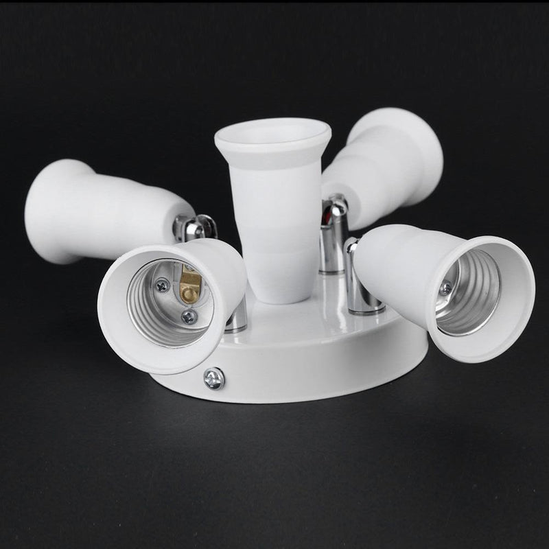 Adjustable E27 Splitter 5 Head Lamp Base LED Bulb Holder Adapter Socket Newly