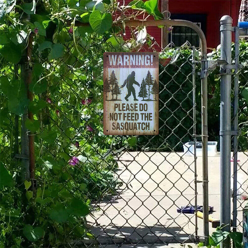 Sasquatch Warning Metal Plate Tin Sign for Bar Pub Club Cafe Wall Art Decor