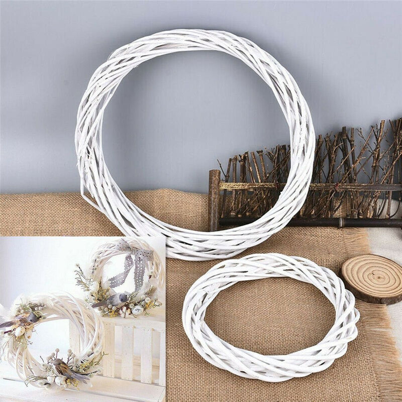 Decorations White Wreath Christmas Rattan Ring Garland Hanging Wreath Wicker