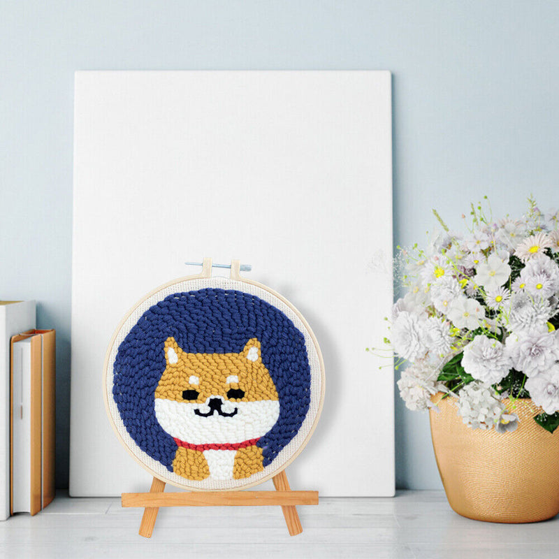 Cute Pattern Punch Needle Embroidery Kit DIY Beginners Easy Needlework Wool Work