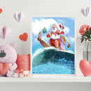 Surfing Santa Claus Frameless Picture Oil Paint By Numbers Hand Painted Picture