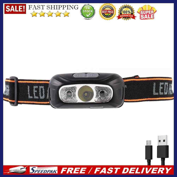 XPE LED Headlamp Wave Induction Waterproof 300lm Fishing Headlight (Black)