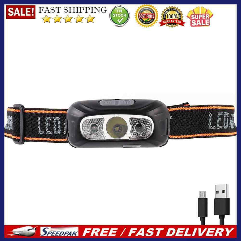 XPE LED Headlamp Wave Induction Waterproof 300lm Fishing Headlight (Black)