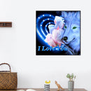 5D DIY Wolf Flowers Full Round Drill Diamond Painting Drawing Art Mosaic Craft
