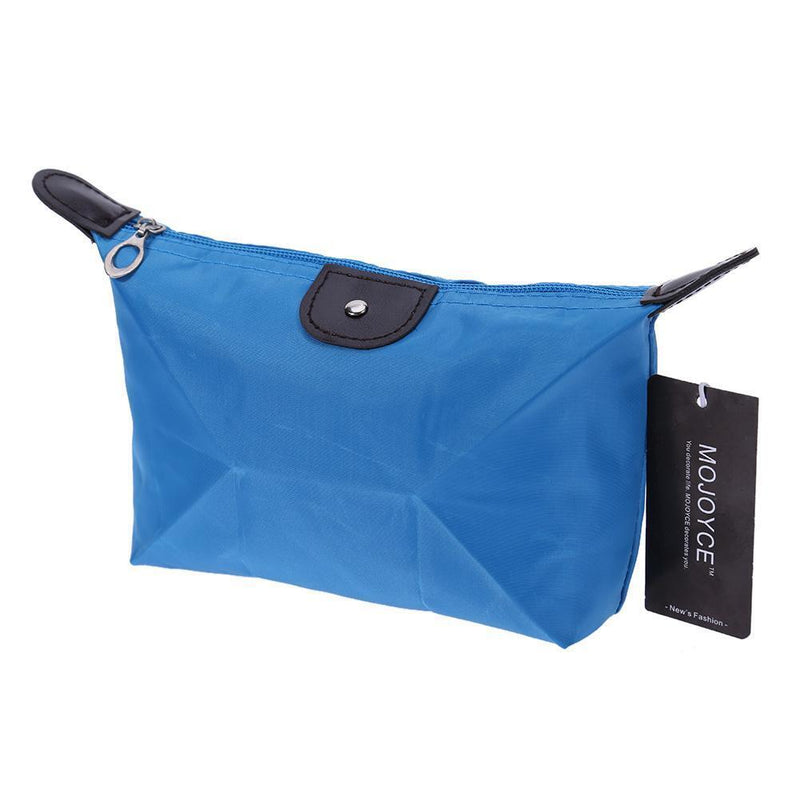 Women Zipper Ingot Shape Dumpling Handbag Cosmetic Bag Makeup Tote(Sky Blue