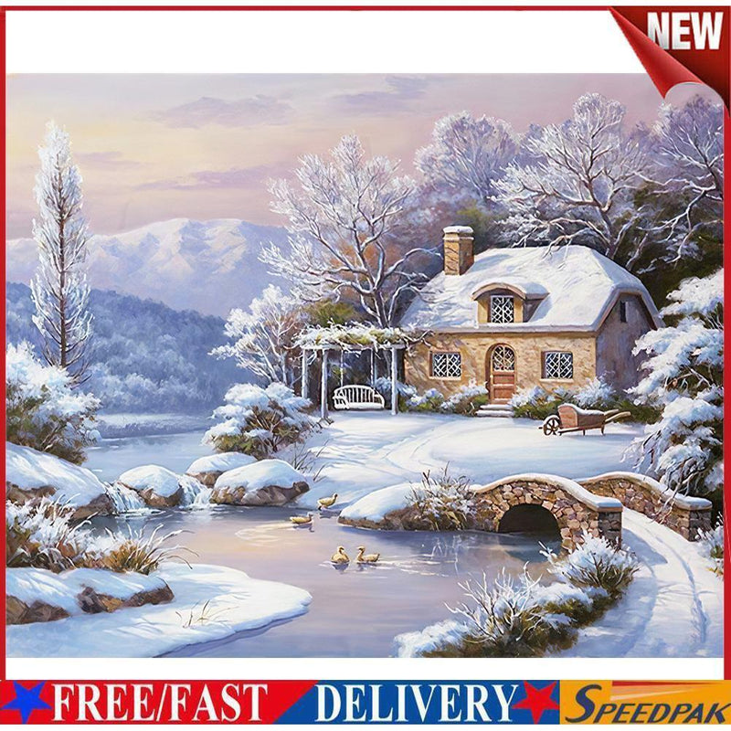 Snow Scene Paint By Numbers Kit DIY Frameless Art Acrylic Picture On Canvas