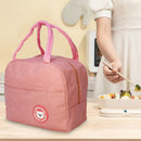 Oxford Cloth Lunch Bag Zipper Waterproof Thermal Tote Handbag (Pink) Newly