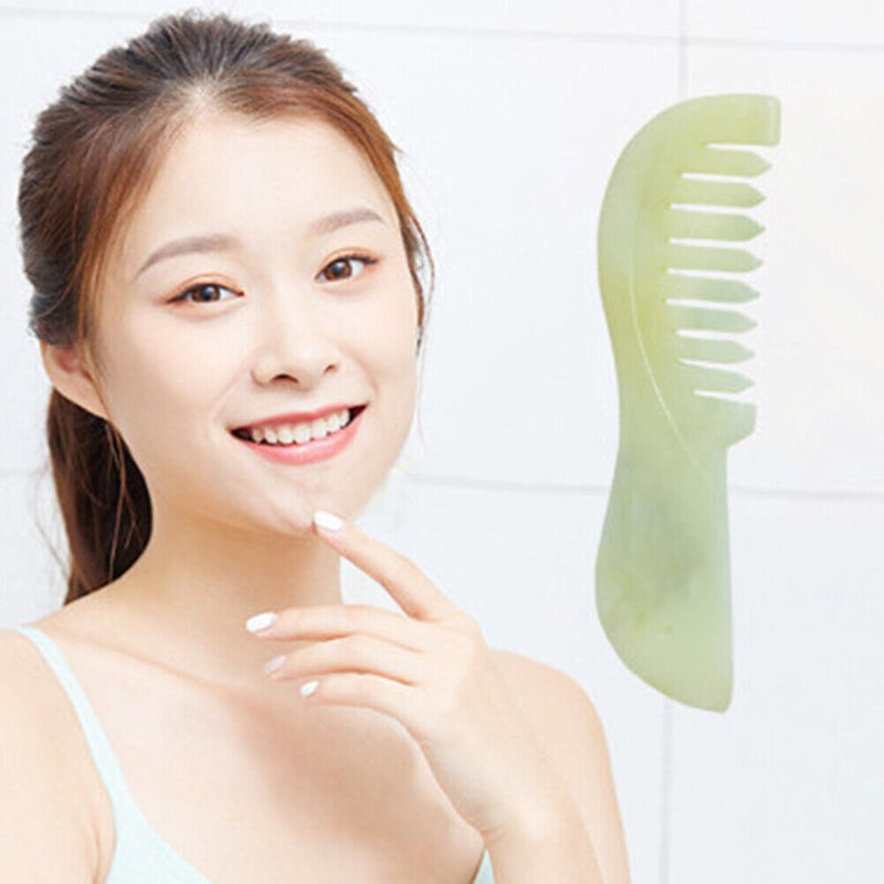 Large Tooth Jade Comb Retro Head Scalp Massager Hair Prevent Loss Jade Comb Tool