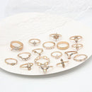Women Girls Knuckle Ring Geometric Ring Set Opening Finger Ring Bohemian