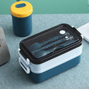 Lunch Bento Box Microwave Heating Split Double Layer Food Storage (Blue) Newly