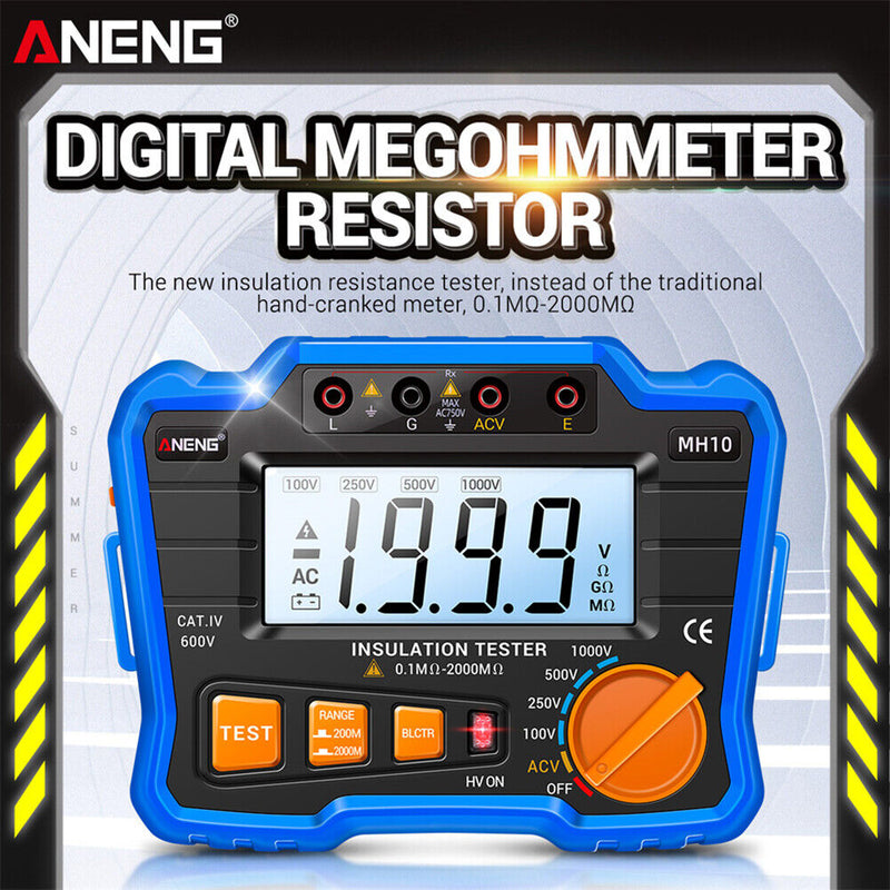 ANENG MH10 Digital Insulation Resistance Tester 100-1000V Megger (Blue) Newly