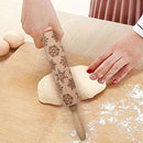 Christmas Gift Pattern Wooden Rolling Pin Dough Engraved Roller DIY Supplie