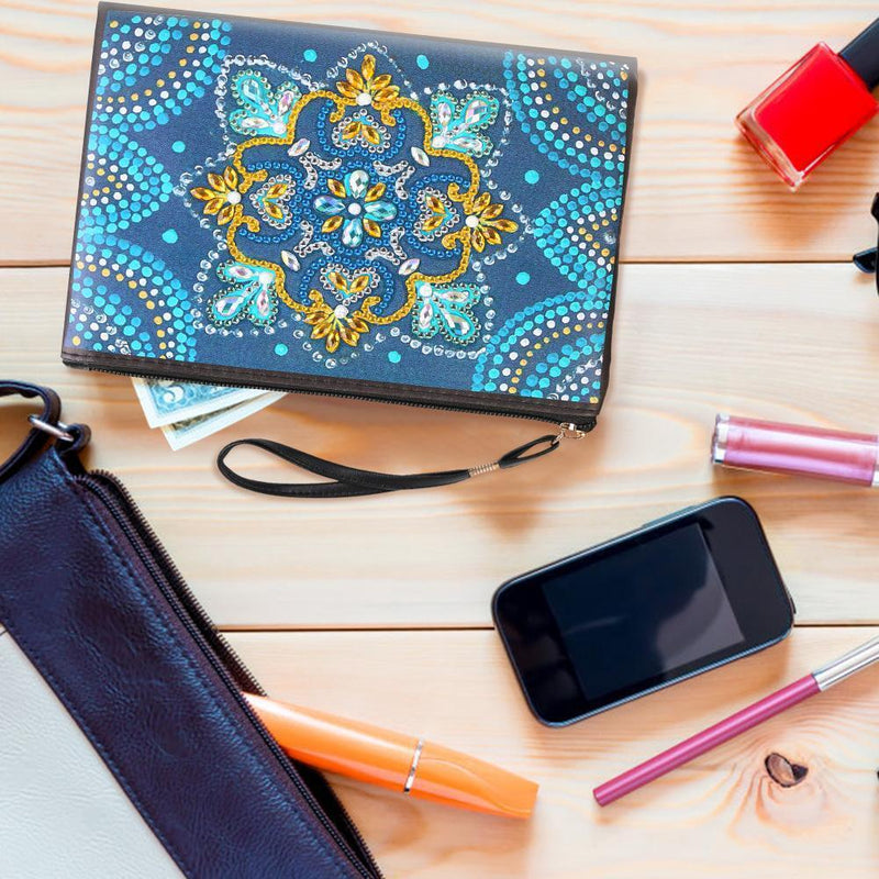 DIY Mandala Special Shaped Diamond Painting Wristlet Clutch Zipper Wallet Newly