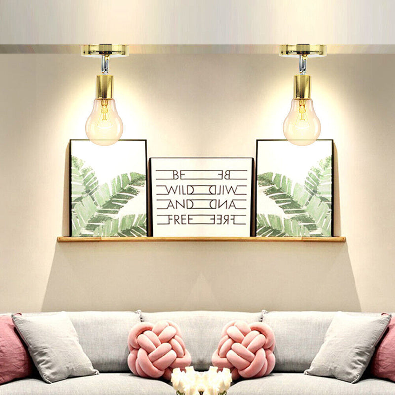 E27 Lamp Holder Retro Metal Lamp Socket 180 Rotating Wall Lights Base (A)