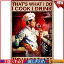 Chef Drink Red Wine Retro Rectangular Iron Painting Sign Plaque Poster Art