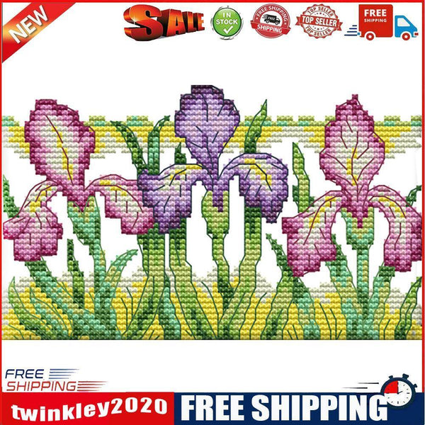 Partial Embroidery 14CT Cross Stitch Beautiful Iris Needlework Kit for DIY