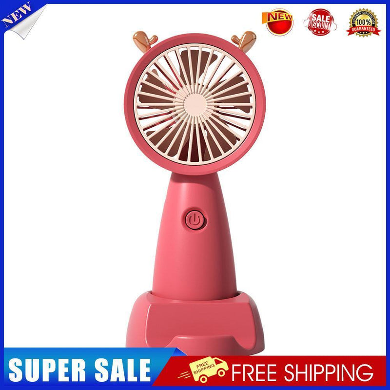 Mini Portable Fan Cute Antler USB Rechargeable Pocket Handheld Cooler (Red)