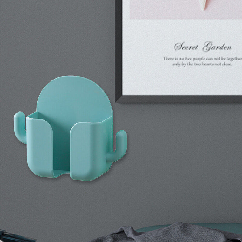 Wall Mounted Organizer Storage Box Hooks Phone Remote Control (Light Green)