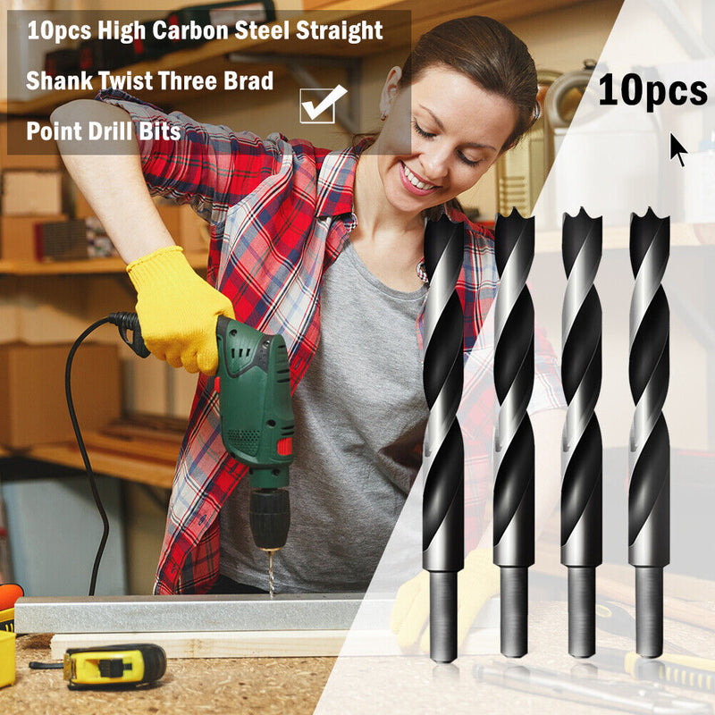 10pcs High Carbon Steel Straight Shank Twist 3 Brad Point Drill Bits (3mm)
