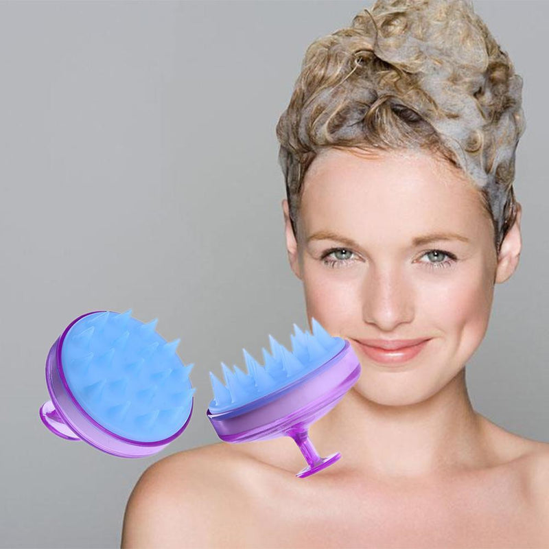 Silicone Head Shampoo Scalp Massage Brush Hair Scalp Washing Comb(Purple)