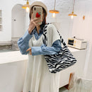Daily Animal Pattern Underarm Bag Plush Lady Shoulder Purse Large Capacity Totes