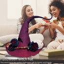 Halloween Party Felt Witch Hat - Foldable Handmade Witch Hat with Flowers Prop