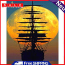 DIY Digital Picture Sunset Vessel Frameless Oil Painting By Number Handicraft
