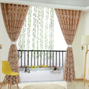 2pc semi blackout curtains and rattan leaf partition decoration light coffe