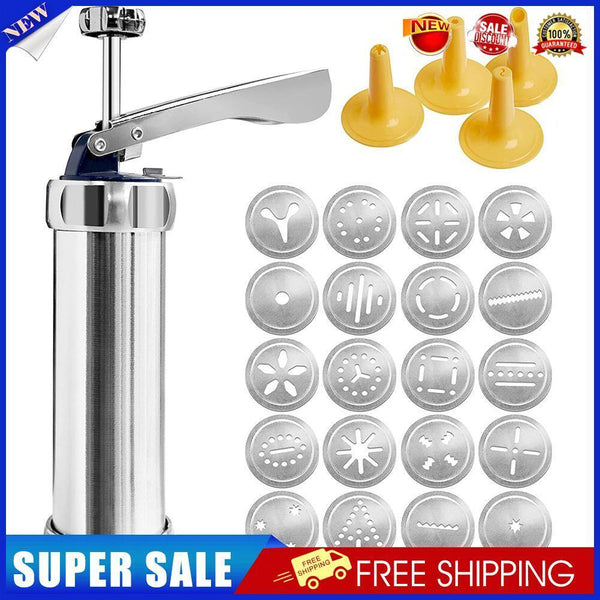 Cookie Press Molds with 20 Discs 4 Pastry Tip Biscuit Maker Dessert Baking