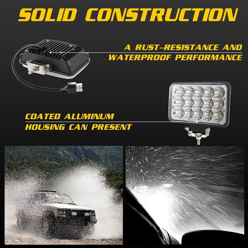 150W 15000LM 4x6 LED Headlight Hi/Low Sealed Beam Headlamp for Wrangler IP67