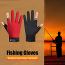 Fishing Gloves Anti-slip 2 Cut Finger Breathable Cycling Mitten (Red) Newly