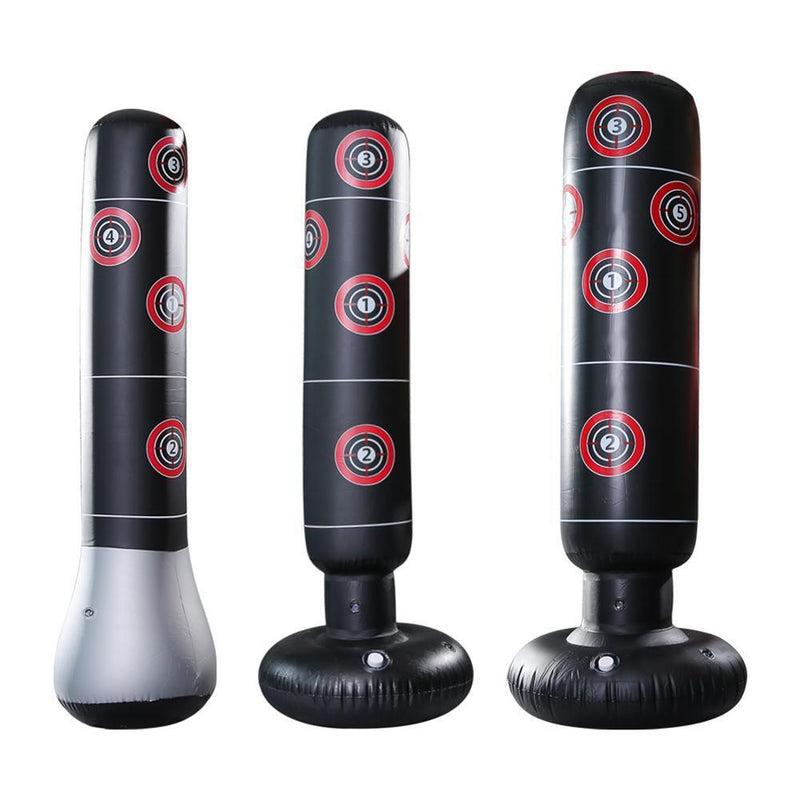 Inflatable Boxing Bag Train Punching Stand Fitness Equipment (Black 1.6m)