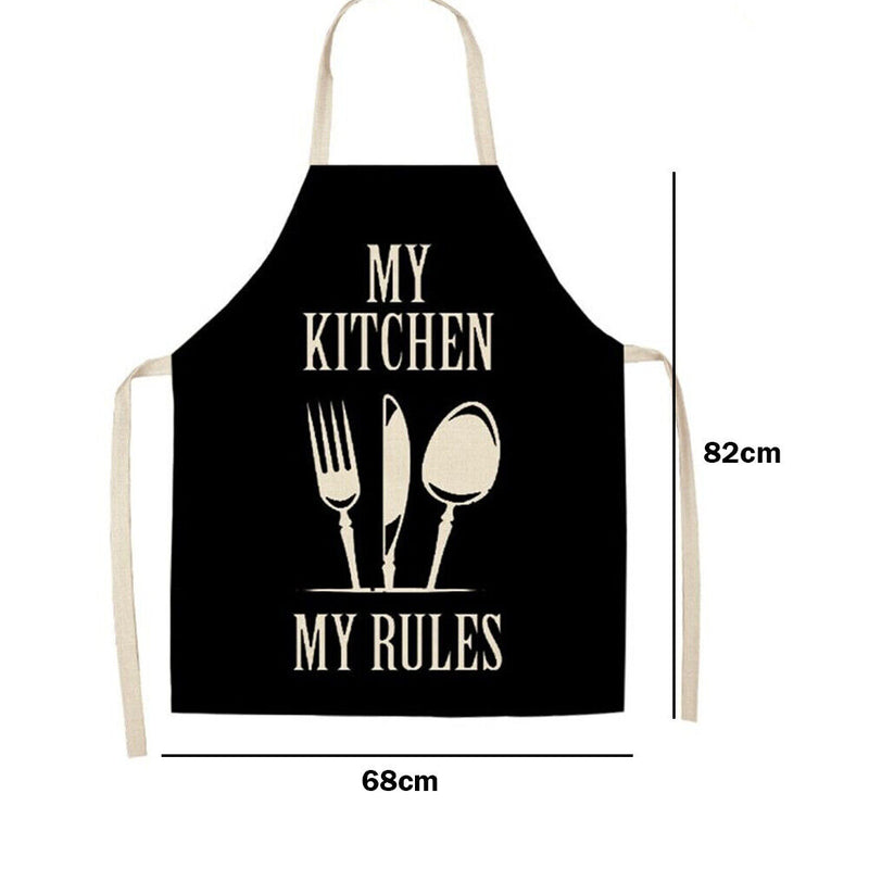Cutlery Print Kitchen Linen Apron Sleeveless Waterproof Household Cleaning Bibs