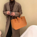 Women PU Leather Quilted Shoulder Bag Luxury Travel Pure Color Top-Handle Bag