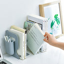 ABS Retractable Bookshelf Desktop Book Holder Stationery Organizer (Grey) Newly
