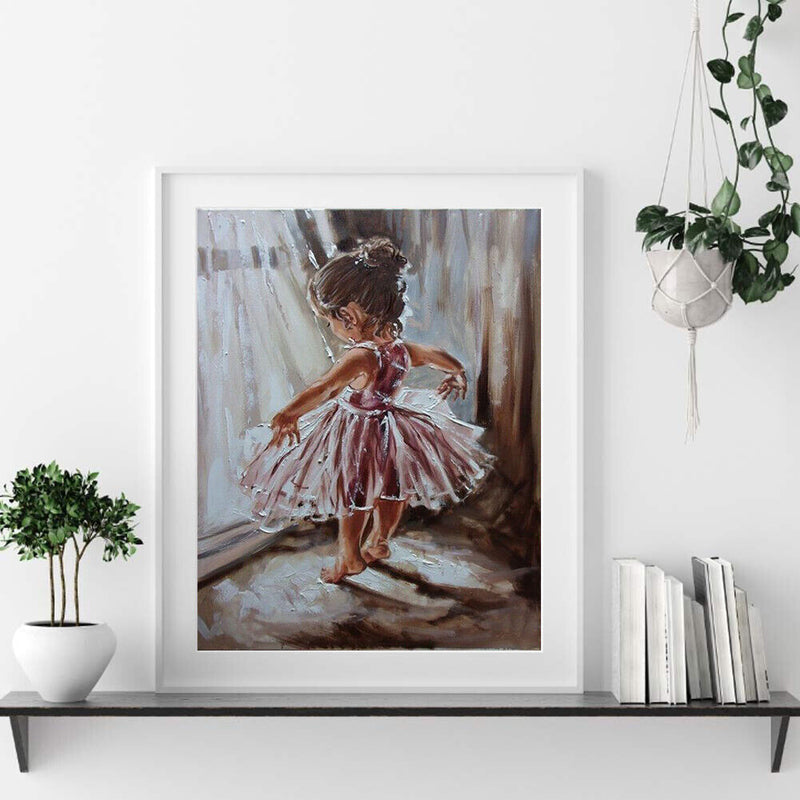 Hand Painted Oil Paint By Numbers DIY Dancing Girl Drawing Wall Decoration Gift