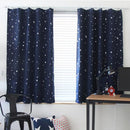 Modern Stars Printed Shading Curtains Window Treatment Curtain (Dark Blue)