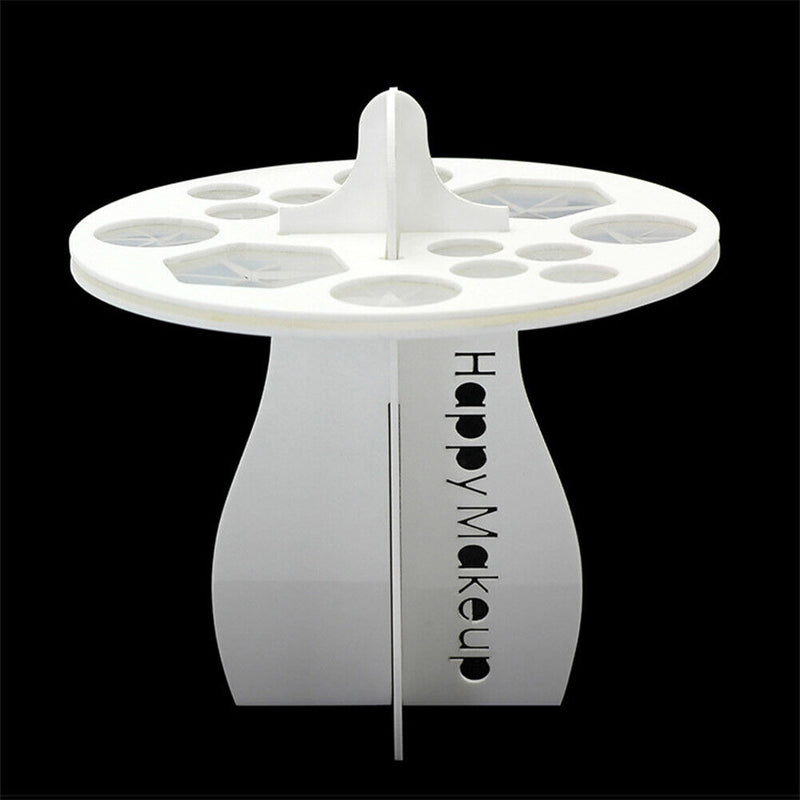 Acrylic Makeup Brush Drying Rack 14 Holes Detachable Brush Holder (White) Newly
