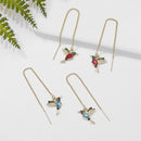 Design Hummingbird Drop Earrings Pendant Necklace Crystal Birds Long Tassel