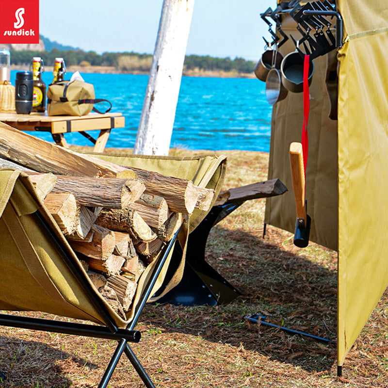 Log Carrier Tote Bag, Canvas Waterproof Firewood Carrying Holder (Khaki)