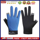 5pcs 2 Cut Finger Fishing Anti-slip Breathable Cycling Gloves (Blue)