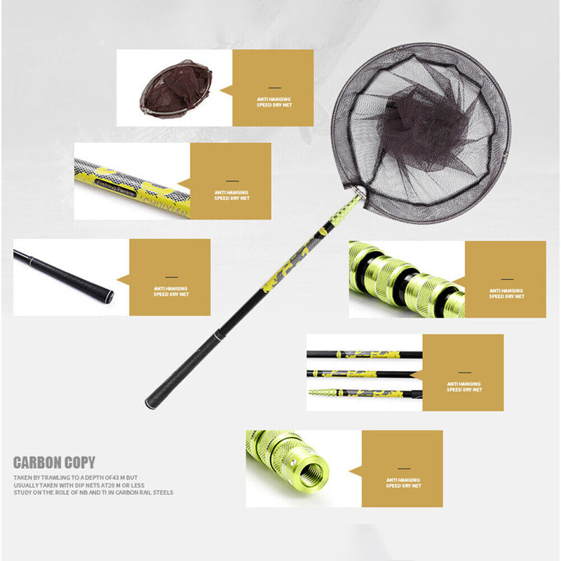 Foldable Fishing Net Pole Telescopic Fishing Landing Nets (No Net Head) Newly