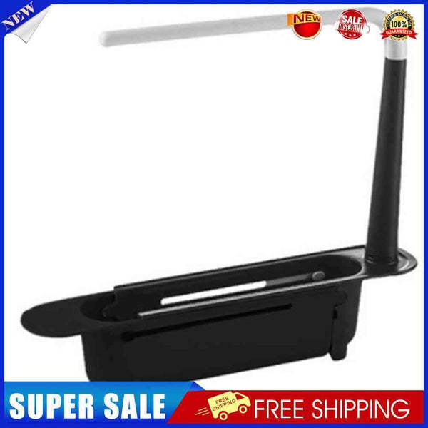Telescopic Sink Drain Racks Organizer Soap Basket Kitchen Storage (Black)