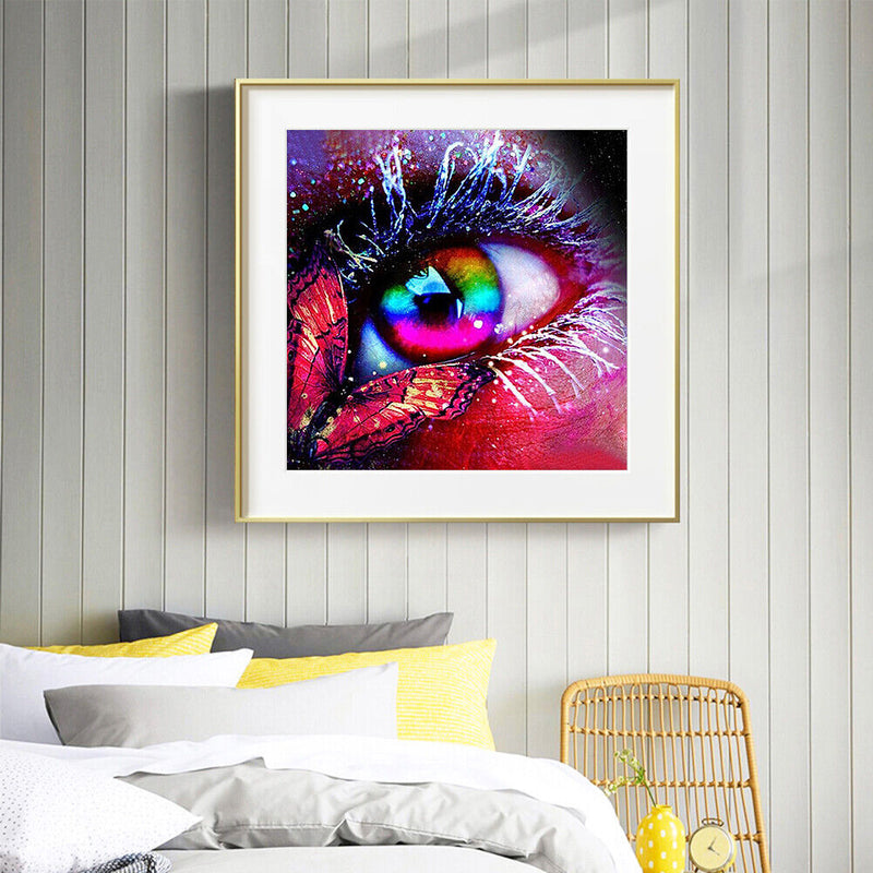 DIY Eye and Butterfly Oil Paint by Numbers Kit Drawing on Canvas Pictures Decor