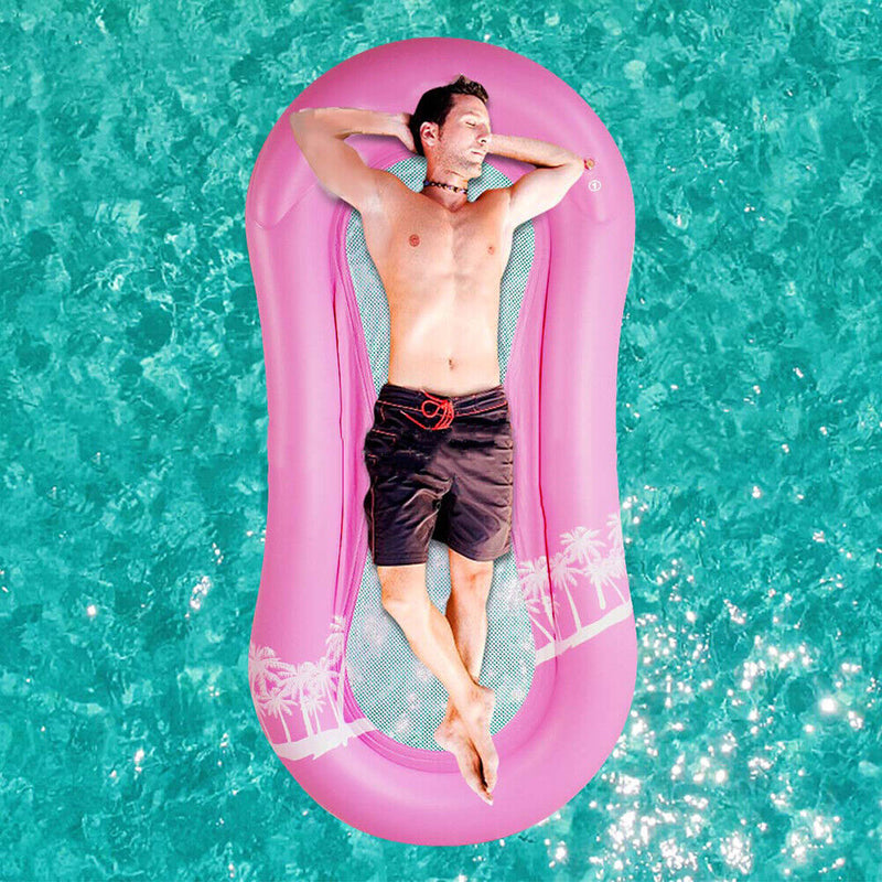 PVC Inflatable Pool Air Mattress Lounger Floating Water Hammock Bed (Pink) Newly