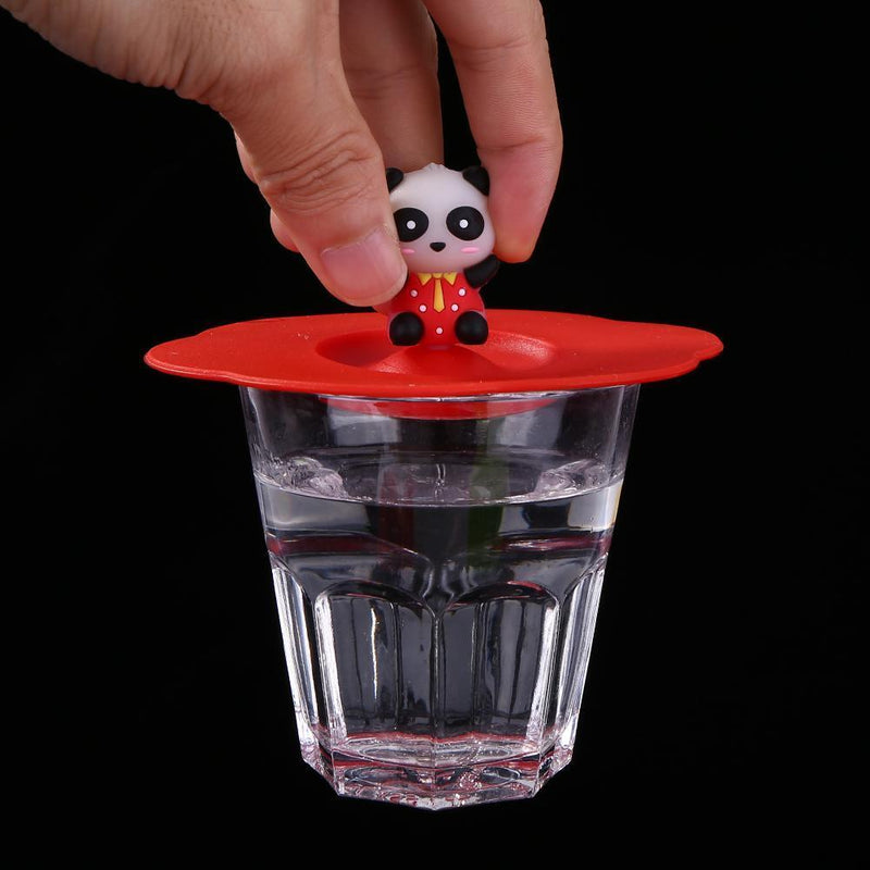 Torx Silicone Cup Cover Heat-resistant Leakproof Cartoon Lid (Red Panda)